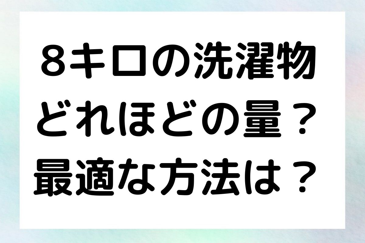 8キロの洗濯物 どれほどの量？ 最適な方法は？