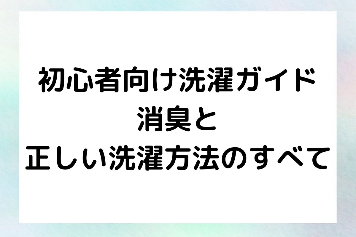 洗濯の基本から消臭対策まで、初心者にも分かりやすく解説します。