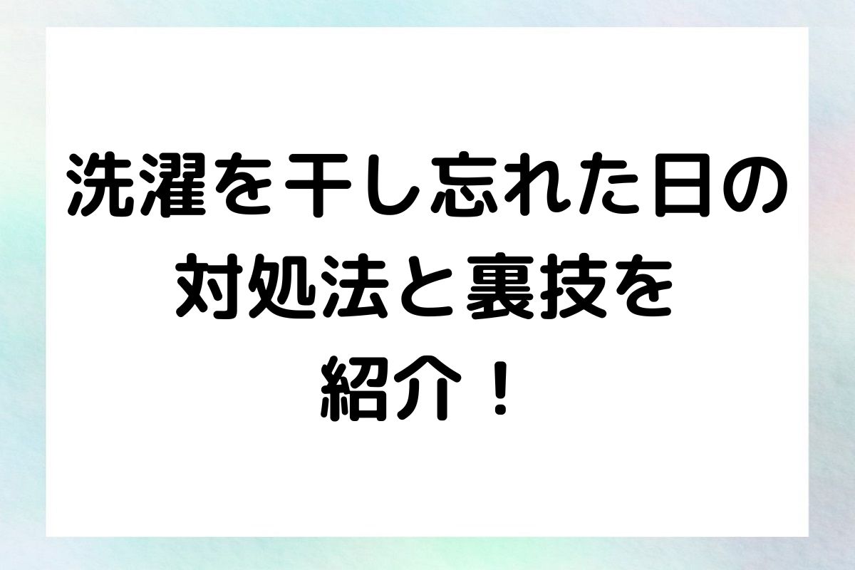 洗濯を干し忘れた日の 対処法と裏技を 紹介！