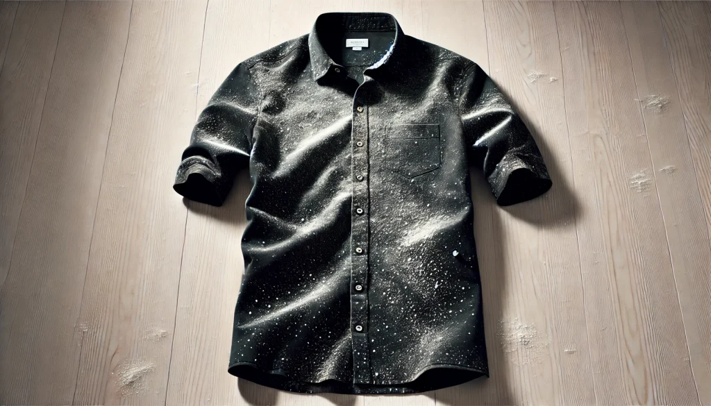 黒い服に白いゴミが付いた実例
