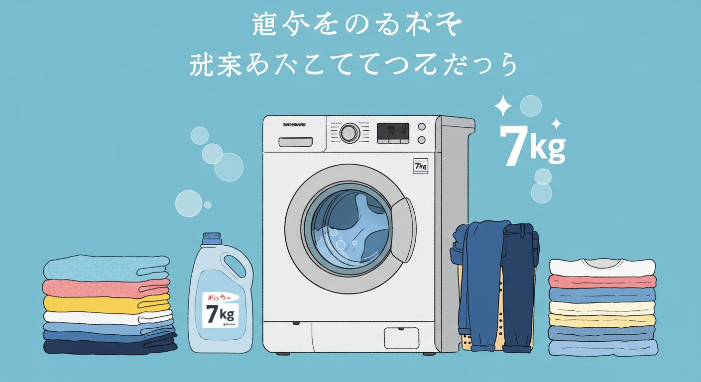 洗濯機7kgでどれくらい洗える？【タオル・衣類の枚数目安／7割使用が最適】