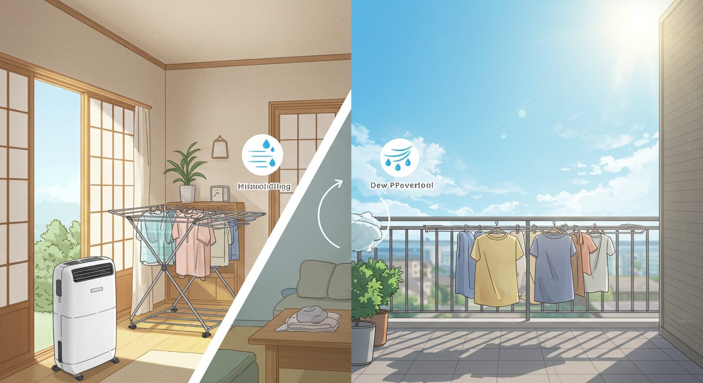 部屋干しと外干しの違い・どっちが早い？条件別おすすめと湿度・夜露対策まで徹底解説