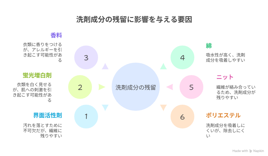服に残りやすい洗剤成分と素材の相性