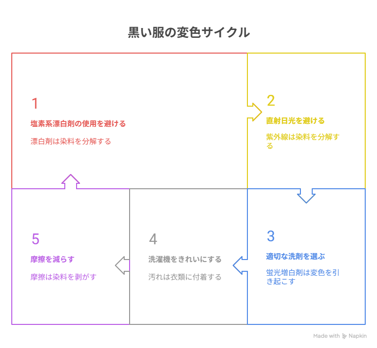 黒い服がオレンジに!? 原因とNG洗濯法・復活のコツまで徹底解説【色落ち完全ガイド】