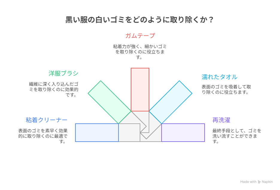 黒い服につく白いほこり・繊維くずの取り方｜洗濯後のゴミ・カスを防ぐ簡単対策